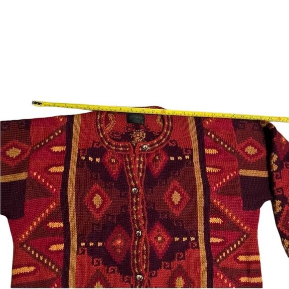 Vtg Perez 100% Baby Alpaca Hand Made Peru Southwest Aztec Oversized Cardigan L - Picture 7 of 14